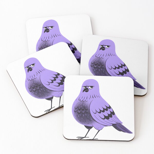 Item preview, Grumpy Purple Pigeon Cartoon – Funny Angry Bird Art designed and sold by OddlyOriginal.