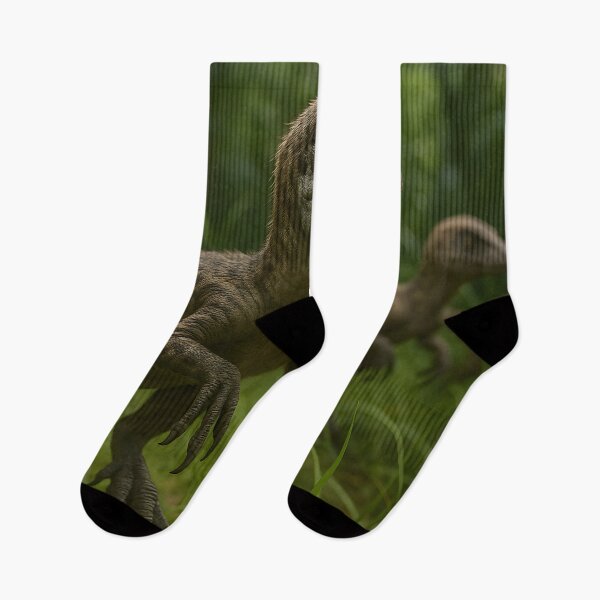 Item preview, Baby Velociraptors Playing in Jungle Grass designed and sold by SassyArtistry.