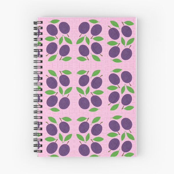Item preview, Plums on Pink Grid – Hand-Drawn Fruit Pattern designed and sold by Asbiell.