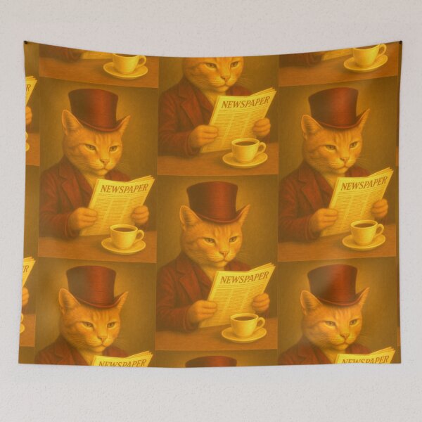Item preview, Morning Briefing – Aristocat with Newspaper and Coffee designed and sold by Animalistics.