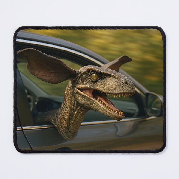 Item preview, Velociraptor Riding in Car with Head Out the Window designed and sold by SassyArtistry.