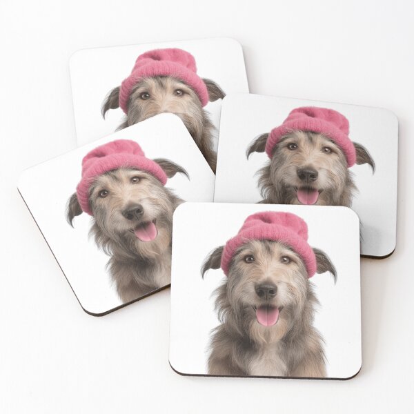 Item preview, Cozy Berger Picard dog Wearing Pink Winter Hat Trendy Animal Fashion Artwork designed and sold by LazyOwlStore.