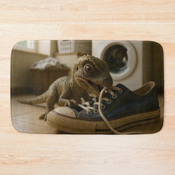 Item preview,  Baby Velociraptor Playing with Shoe in Laundry Room designed and sold by SassyArtistry.