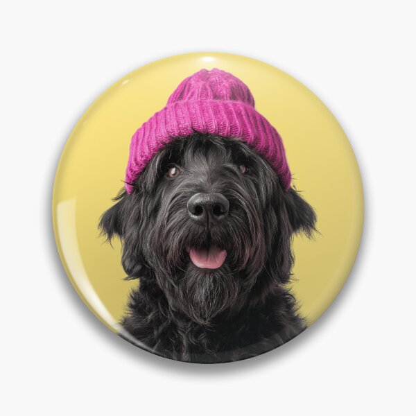 Item preview, Cozy Black Russian Terrier dog Wearing Pink Winter Hat Trendy Animal Fashion Artwork designed and sold by LazyOwlStore.