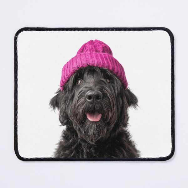 Item preview, Cozy Black Russian Terrier dog Wearing Pink Winter Hat Trendy Animal Fashion Artwork designed and sold by LazyOwlStore.