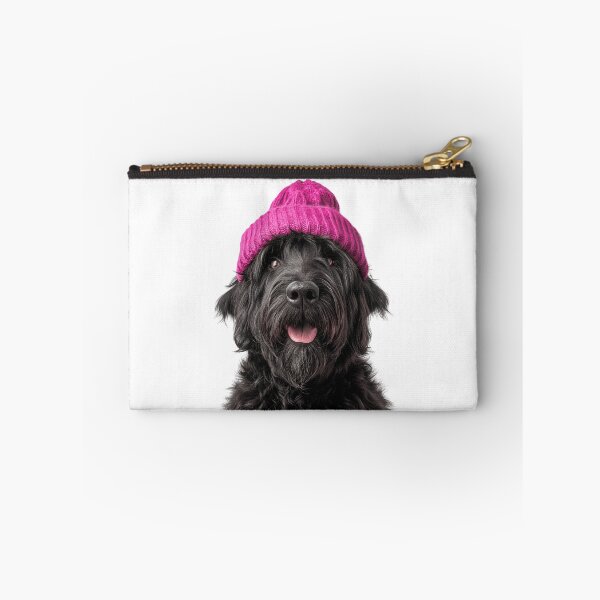 Item preview, Cozy Black Russian Terrier dog Wearing Pink Winter Hat Trendy Animal Fashion Artwork designed and sold by LazyOwlStore.