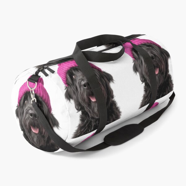 Item preview, Cozy Black Russian Terrier dog Wearing Pink Winter Hat Trendy Animal Fashion Artwork designed and sold by LazyOwlStore.