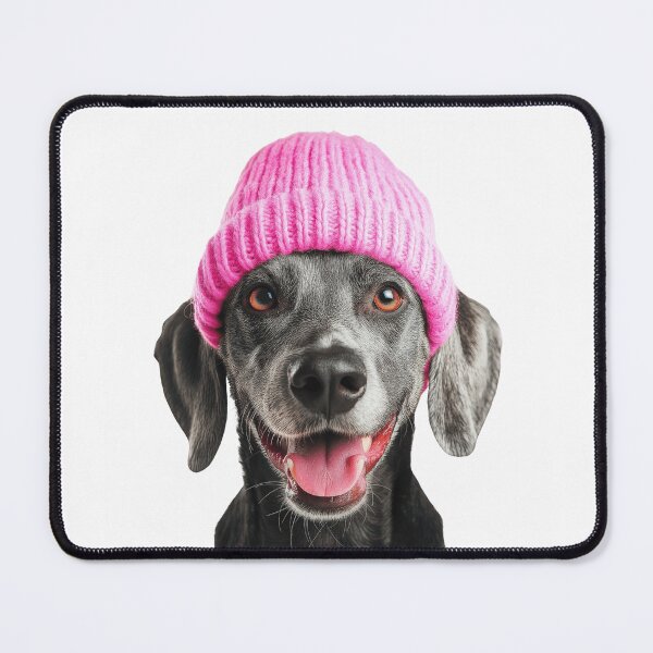 Item preview, Cozy Bluetick Coonhound dog Wearing Pink Winter Hat Trendy Animal Fashion Artwork designed and sold by LazyOwlStore.