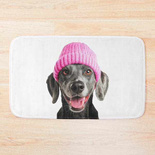 Item preview, Cozy Bluetick Coonhound dog Wearing Pink Winter Hat Trendy Animal Fashion Artwork designed and sold by LazyOwlStore.