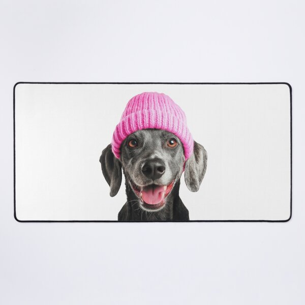 Item preview, Cozy Bluetick Coonhound dog Wearing Pink Winter Hat Trendy Animal Fashion Artwork designed and sold by LazyOwlStore.