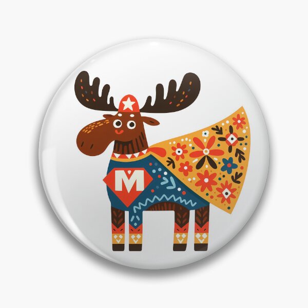 Item preview, Mighty Moose Superhero Hero - Scandinavian Folk Art by heidiannemorris © designed and sold by FOLK ART FUSION by heidiannemorris.