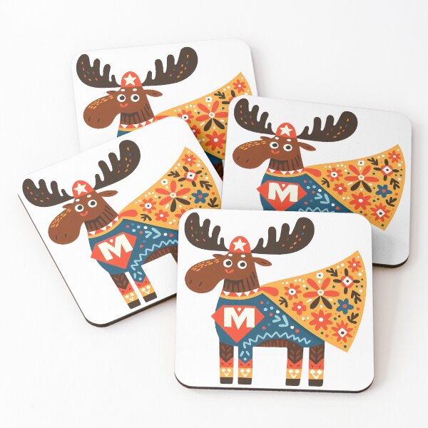 Item preview, Mighty Moose Superhero Hero - Scandinavian Folk Art by heidiannemorris © designed and sold by FOLK ART FUSION by heidiannemorris.