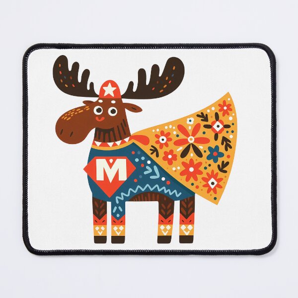 Item preview, Mighty Moose Superhero Hero - Scandinavian Folk Art by heidiannemorris © designed and sold by FOLK ART FUSION by heidiannemorris.