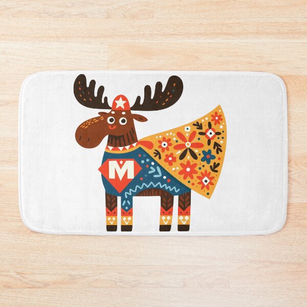 Item preview, Mighty Moose Superhero Hero - Scandinavian Folk Art by heidiannemorris © designed and sold by FOLK ART FUSION by heidiannemorris.