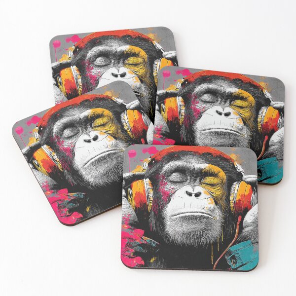 Item preview, DJ Monkey Thinker Listener With Headphones designed and sold by GrinGalore.