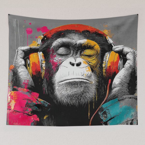 Item preview, DJ Monkey Thinker Listener With Headphones designed and sold by GrinGalore.