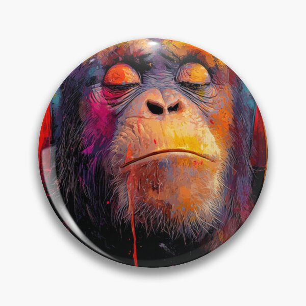 Item preview, DJ Monkey Thinker Colorful With Headphones Black Background designed and sold by GrinGalore.