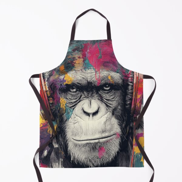Item preview, DJ Monkey Thinker Strict Colorful With Red Headphones designed and sold by GrinGalore.