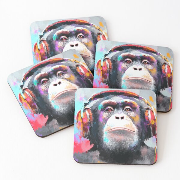 Item preview, DJ Monkey Thinker Cool Colors With Headphones designed and sold by GrinGalore.