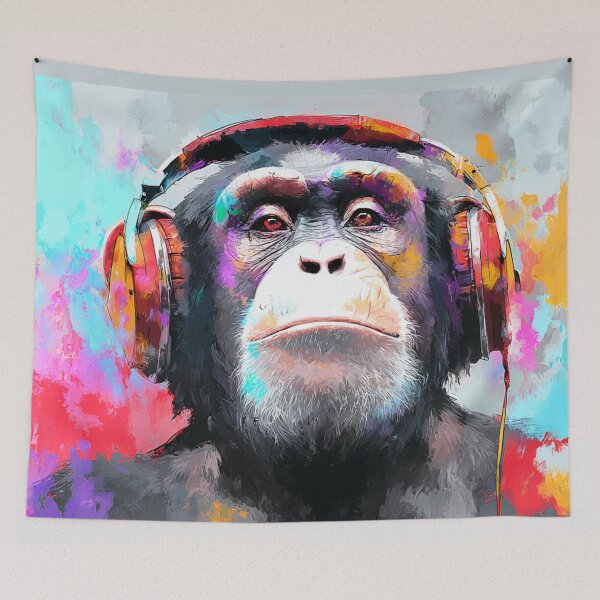 Item preview, DJ Monkey Thinker Cool Colors With Headphones designed and sold by GrinGalore.