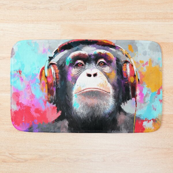Item preview, DJ Monkey Thinker Cool Colors With Headphones designed and sold by GrinGalore.