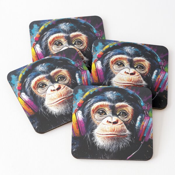 Item preview, DJ Baby Monkey Thinker With Colorful Headphones designed and sold by GrinGalore.