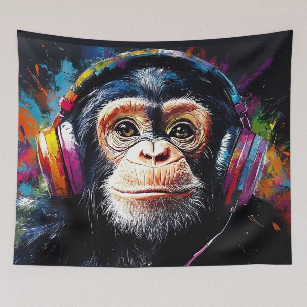 Item preview, DJ Baby Monkey Thinker With Colorful Headphones designed and sold by GrinGalore.