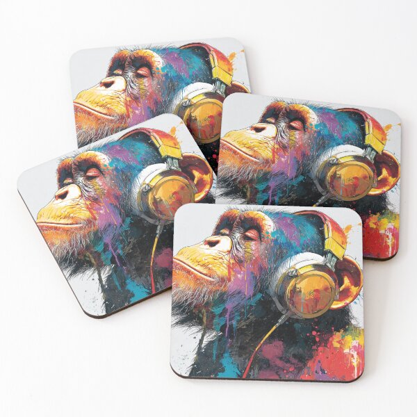 Item preview, DJ Monkey Thinker Colorful Oil With Headphones  designed and sold by GrinGalore.