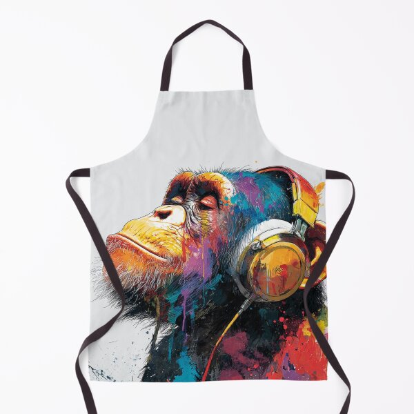 Item preview, DJ Monkey Thinker Colorful Oil With Headphones designed and sold by GrinGalore.