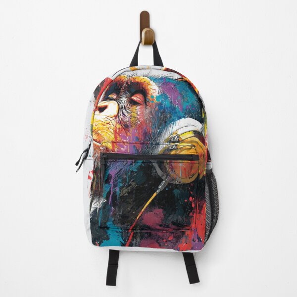 Item preview, DJ Monkey Thinker Colorful Oil With Headphones designed and sold by GrinGalore.