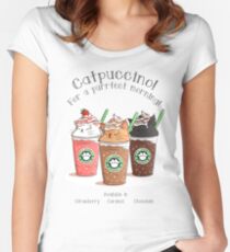 Catpuccino! For a purrfect morning! Women's Fitted Scoop T-Shirt