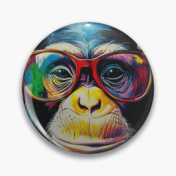 Item preview, DJ Monkey Thinker Colorful with Red Glasses designed and sold by GrinGalore.