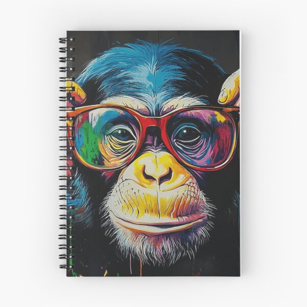 Item preview, DJ Monkey Thinker Colorful with Red Glasses designed and sold by GrinGalore.