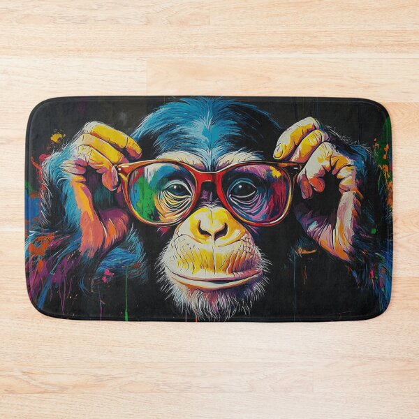 Item preview, DJ Monkey Thinker Colorful with Red Glasses designed and sold by GrinGalore.