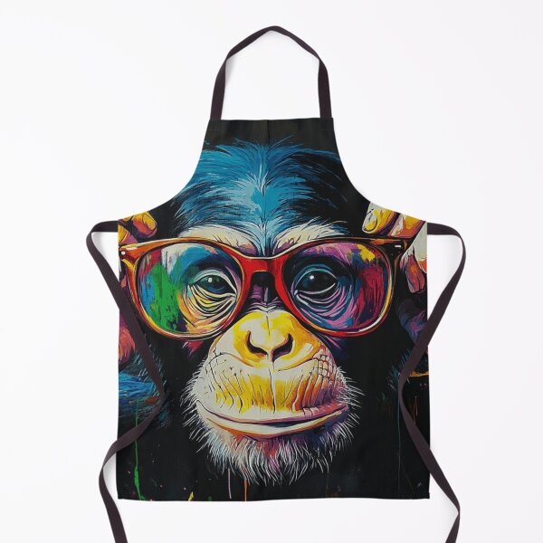 Item preview, DJ Monkey Thinker Colorful with Red Glasses designed and sold by GrinGalore.