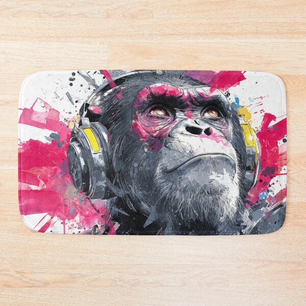 Item preview, DJ Monkey Thinker Colorful Splash With Headphones designed and sold by GrinGalore.