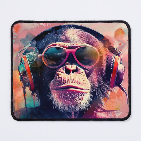 Item preview, DJ Monkey Thinker With Headphones And Glasses Pink Shades designed and sold by GrinGalore.
