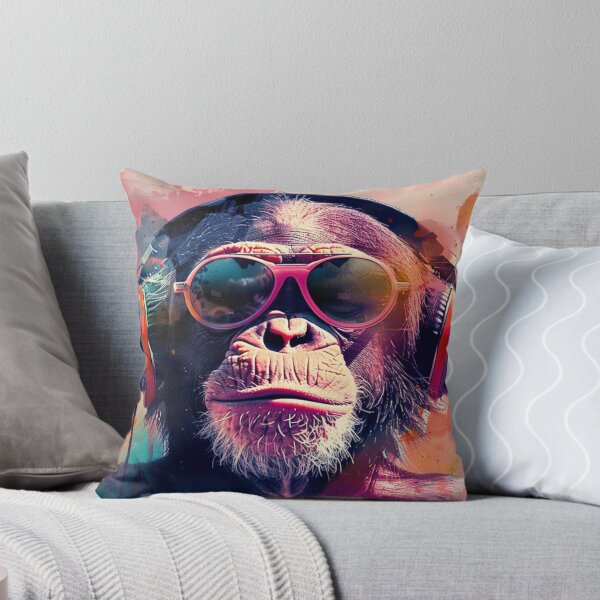 Item preview, DJ Monkey Thinker With Headphones And Glasses Pink Shades designed and sold by GrinGalore.