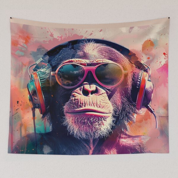 Item preview, DJ Monkey Thinker With Headphones And Glasses Pink Shades designed and sold by GrinGalore.