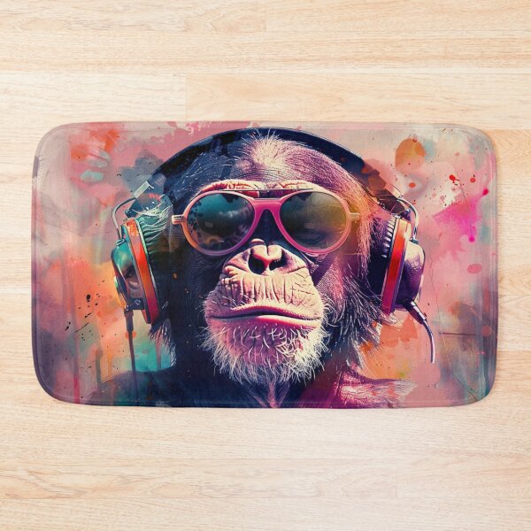 Item preview, DJ Monkey Thinker With Headphones And Glasses Pink Shades designed and sold by GrinGalore.