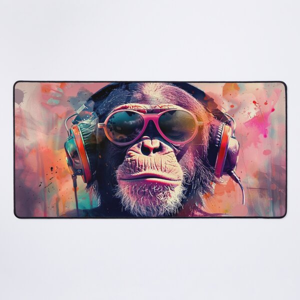 Item preview, DJ Monkey Thinker With Headphones And Glasses Pink Shades designed and sold by GrinGalore.