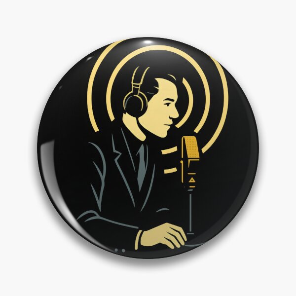 Item preview, Retro Broadcast Radio Host Illustration | Vintage Microphone & Sound Waves Art Print designed and sold by Shoot-The-Moon.