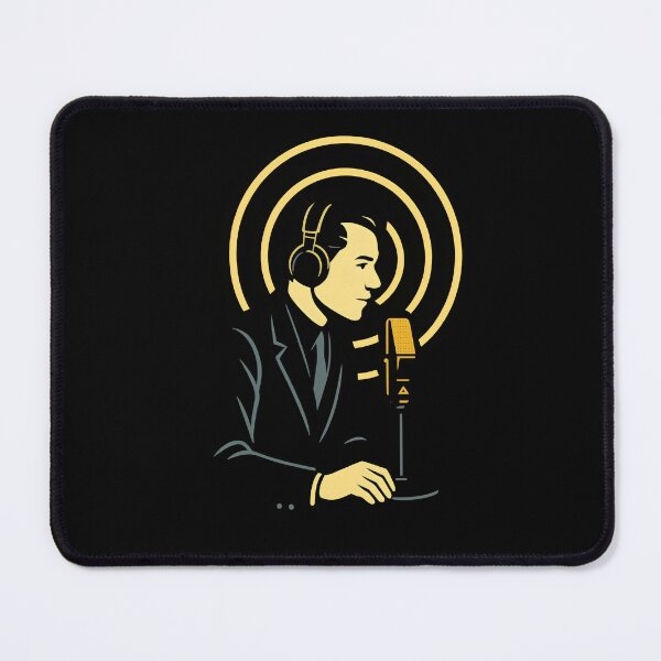 Item preview, Retro Broadcast Radio Host Illustration | Vintage Microphone & Sound Waves Art Print designed and sold by Shoot-The-Moon.