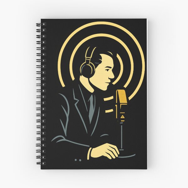Item preview, Retro Broadcast Radio Host Illustration | Vintage Microphone & Sound Waves Art Print designed and sold by Shoot-The-Moon.