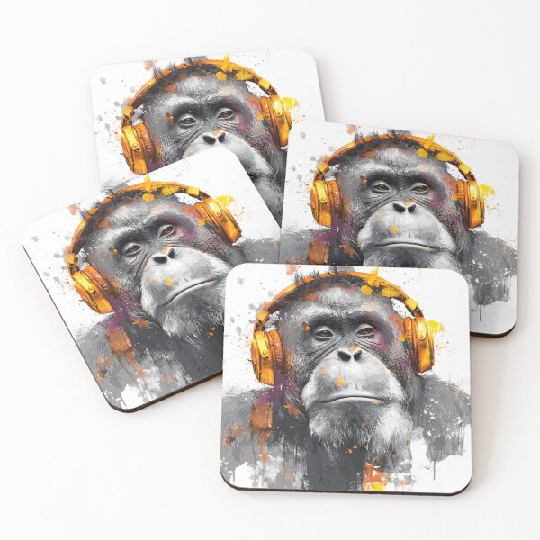 Item preview, DJ Monkey Thinker Orangutan With Gold Headphones  designed and sold by GrinGalore.