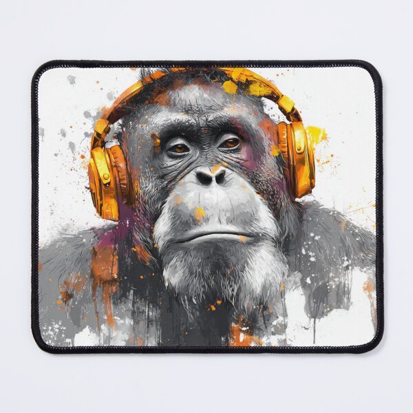 Item preview, DJ Monkey Thinker Orangutan With Gold Headphones  designed and sold by GrinGalore.