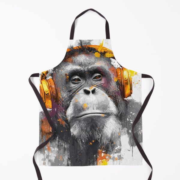 Item preview, DJ Monkey Thinker Orangutan With Gold Headphones designed and sold by GrinGalore.