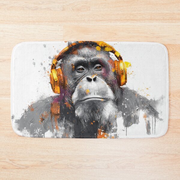 Item preview, DJ Monkey Thinker Orangutan With Gold Headphones  designed and sold by GrinGalore.