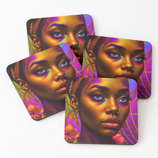 Item preview, A surreal digital portrait artwork of a dreamy brown skin woman  designed and sold by R0X Designs .