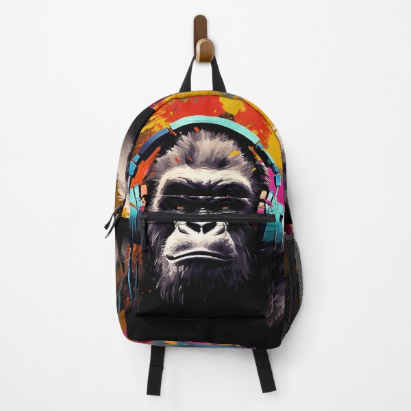 Item preview, DJ Monkey Thinker Colorful Gorilla With Blue Headphones designed and sold by GrinGalore.